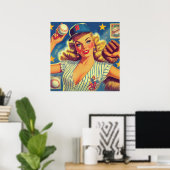 Vintage-Baseball-Pin-up Poster (Heimbüro)