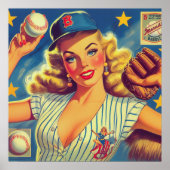 Vintage-Baseball-Pin-up Poster (Vorne)