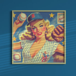 Vintage-Baseball-Pin-up Poster