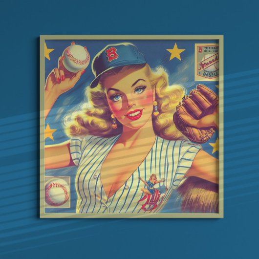 Vintage-Baseball-Pin-up Poster