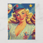 Vintage-Baseball-Pin-up Postkarte (Vorderseite)