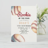 Vintage Baseball Pinstripe 7. Geburtstag Einladung (Stehend Vorderseite)
