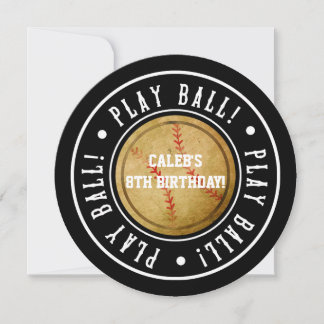 Vintage Baseball PLAY BALL Black Party Einladung