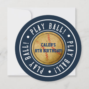 Vintage Baseball PLAY BALL Blaue Party-Einladung Einladung