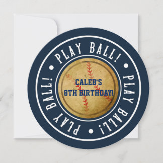 Vintage Baseball PLAY BALL Blue Party Einladung
