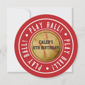 Vintage Baseball PLAY BALL Red Party Einladung