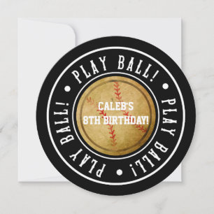 Vintage Baseball PLAY BALL schwarze Party-Einladun Einladung