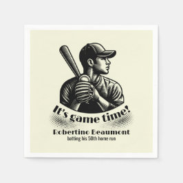Vintage Baseball Player Men's 50th Birthday Serviette