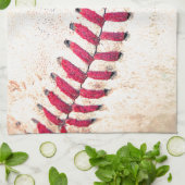 Vintage Baseball-rote Stich-nahes hohes Foto Handtuch (Gefaltet)