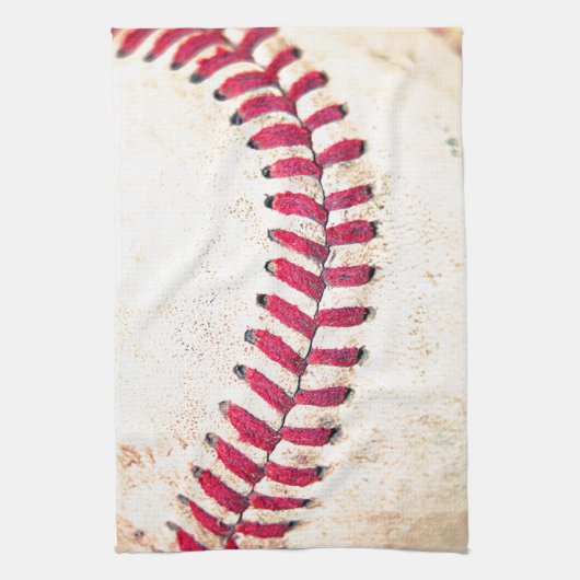Vintage Baseball-rote Stich-nahes hohes Foto Handtuch (Vertikal)