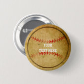Vintage-BASEBALL runde Geburtstagsfeier Pin-Taste Button (Vorne & Hinten)