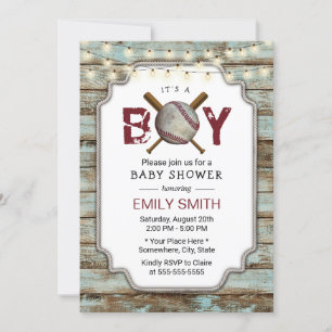 Vintage Baseball Rustic Wood Boy Baby Dusche Einladung