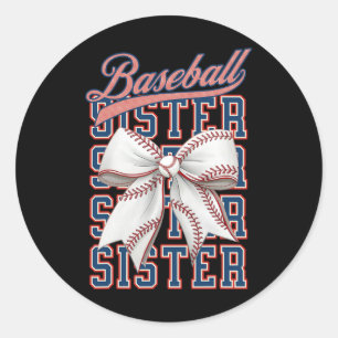Vintage Baseball Schwester Kokette Schleife Sportl Runder Aufkleber