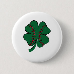 Vintage Baseball Shamrock St Patrick's Tag Button