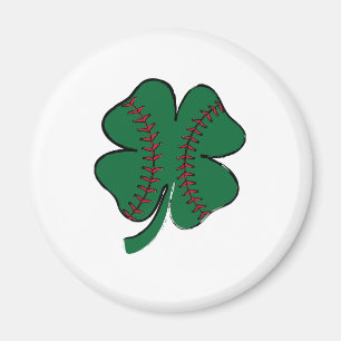 Vintage Baseball Shamrock St. Patricks Tag Magnet