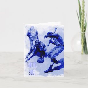 Vintage Baseball-Spieler Dankeschön Note Card Dankeskarte