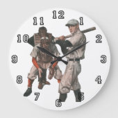 Vintage Baseball-Spieler Große Wanduhr (Vorderseite)