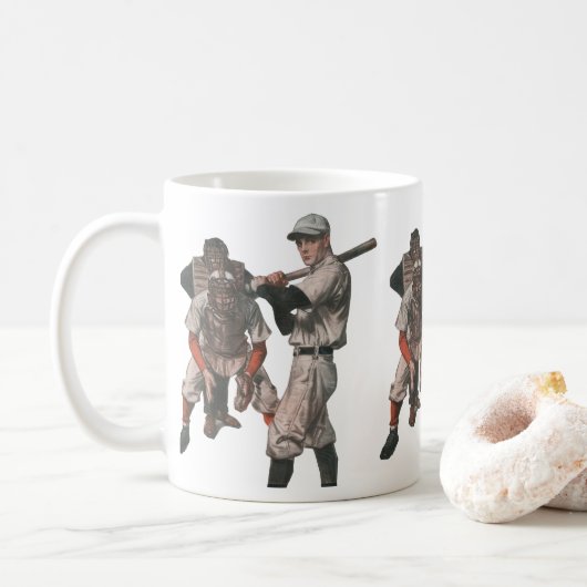 Vintage Baseball-Spieler Kaffeetasse (Mit Donut)