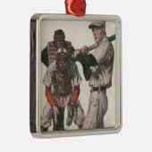 Vintage Baseball-Spieler Silbernes Ornament (Rechts)