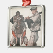 Vintage Baseball-Spieler Silbernes Ornament (Links)
