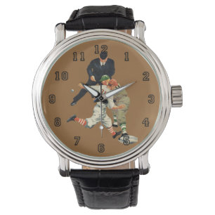 Vintage Baseball-Spieler vor Zuhause Armbanduhr