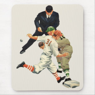 Vintage Baseball-Spieler vor Zuhause Mousepad