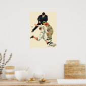 Vintage Baseball-Spieler vor Zuhause Poster (Küche)