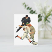 Vintage Baseball-Spieler vor Zuhause Postkarte (Stehend Vorderseite)