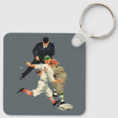 Vintage Baseball-Spieler vor Zuhause Schlüsselanhänger (Rückseite)