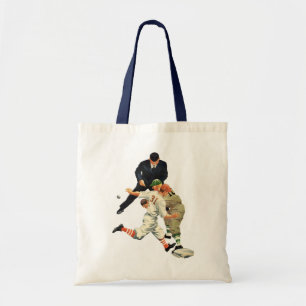 Vintage Baseball-Spieler vor Zuhause Tragetasche