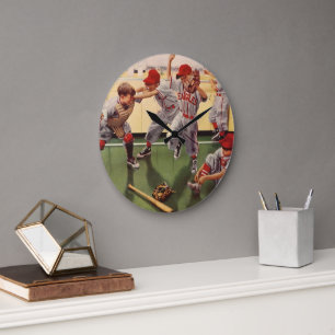 Vintage-Baseball-Sportteam, Jungen raufen Große Wanduhr