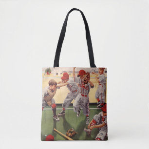 Vintage-Baseball-Sportteam, Jungen rauften Tasche