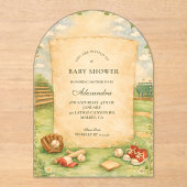 Vintage Baseball Storybook Baby Shower Acryleinladungen (Vorderseite)