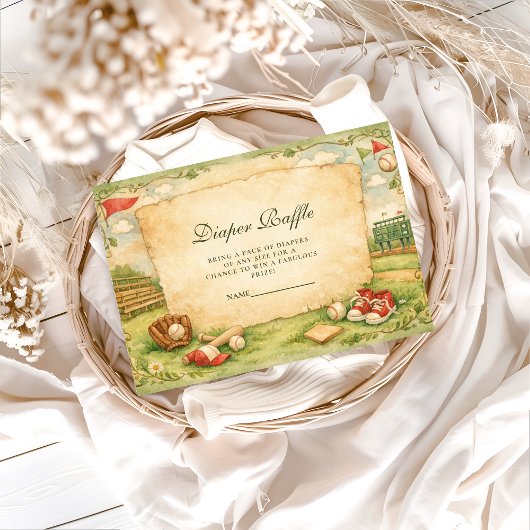 Vintage Baseball Storybook Diapper Raffle Begleitkarte