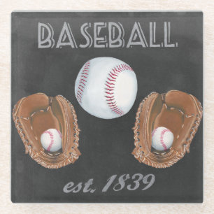 Vintage-Baseball-Tafel-Design Glasuntersetzer