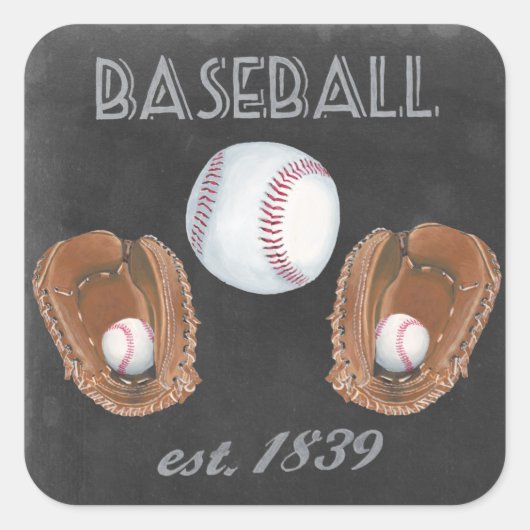 Vintage-Baseball-Tafel-Design Quadratischer Aufkleber (Vorderseite)