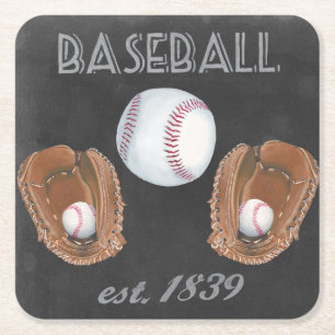 Vintage-Baseball-Tafel-Design Rechteckiger Pappuntersetzer
