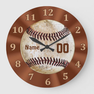 Vintage-Baseball-Uhr IHR NAME & Trikot NUMMER Große Wanduhr