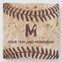Vintage Baseball-Untersetzer Ihr Monogramm und Ihr