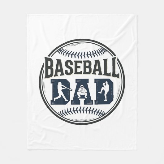 Vintage Baseball-Vater-Shirt-Design_1 Fleecedecke (Vorderseite)