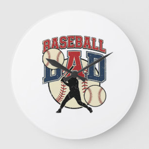Vintage-Baseball-Vater-Shirt-Design_1 Große Wanduhr
