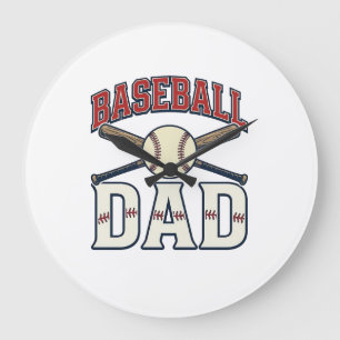 Vintage Baseball-Vater-Shirt-Design_1 Große Wanduhr
