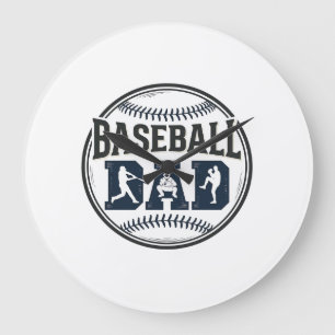 Vintage Baseball-Vater-Shirt-Design_1 Große Wanduhr