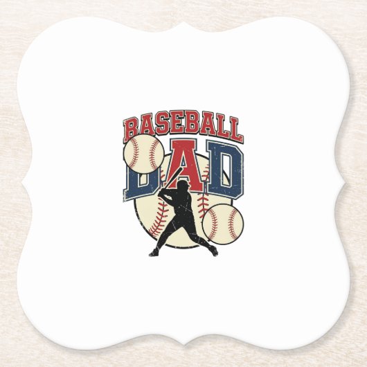 Vintage-Baseball-Vater-Shirt-Design_1 Untersetzer (Vorderseite)