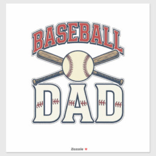 Vintage Baseball-Vater-Shirt-Design mit Gravur_1 Aufkleber