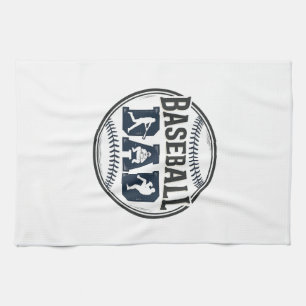 Vintage Baseball-Vater-Shirt-Design mit Gravur_1 Geschirrtuch