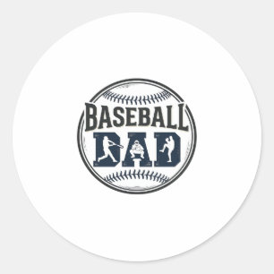 Vintage Baseball-Vater-Shirt-Design mit Gravur_1 Runder Aufkleber