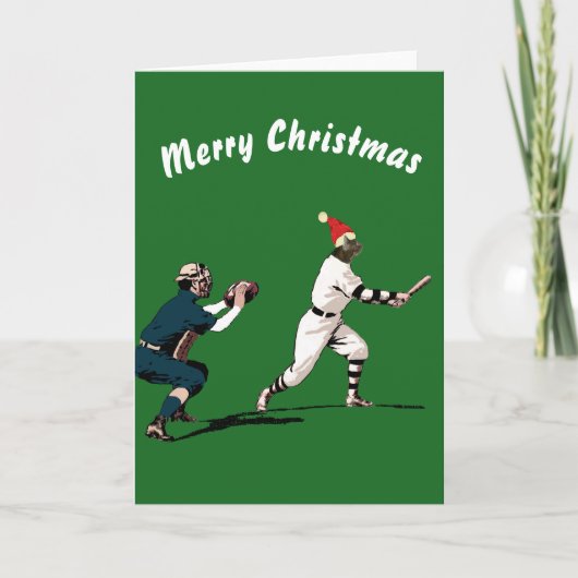 Vintage Baseball-Weihnachtskarte Feiertagskarte (Vorderseite)