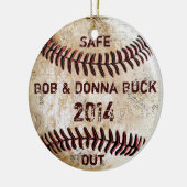 Vintage Baseball-Weihnachtsverzierung Ihr Auftrag Keramikornament (Links)