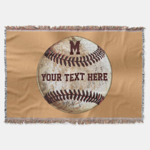 Vintage-Baseball-Wurfdecke IHR TEXT, MONOGRAMM Decke